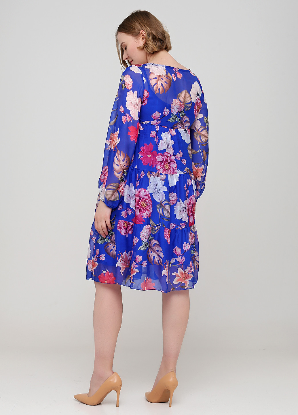 Синее кэжуал платье оверсайз Made in Italy с цветочным принтом