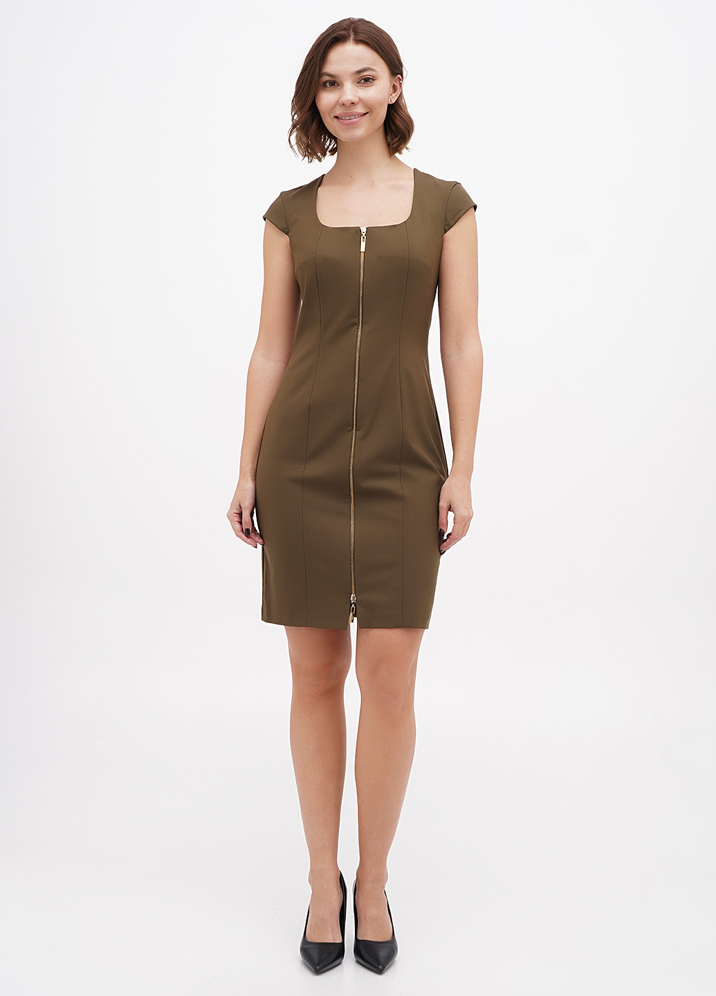 Оливкова (хакі) кежуал сукня футляр Sassofono однотонна