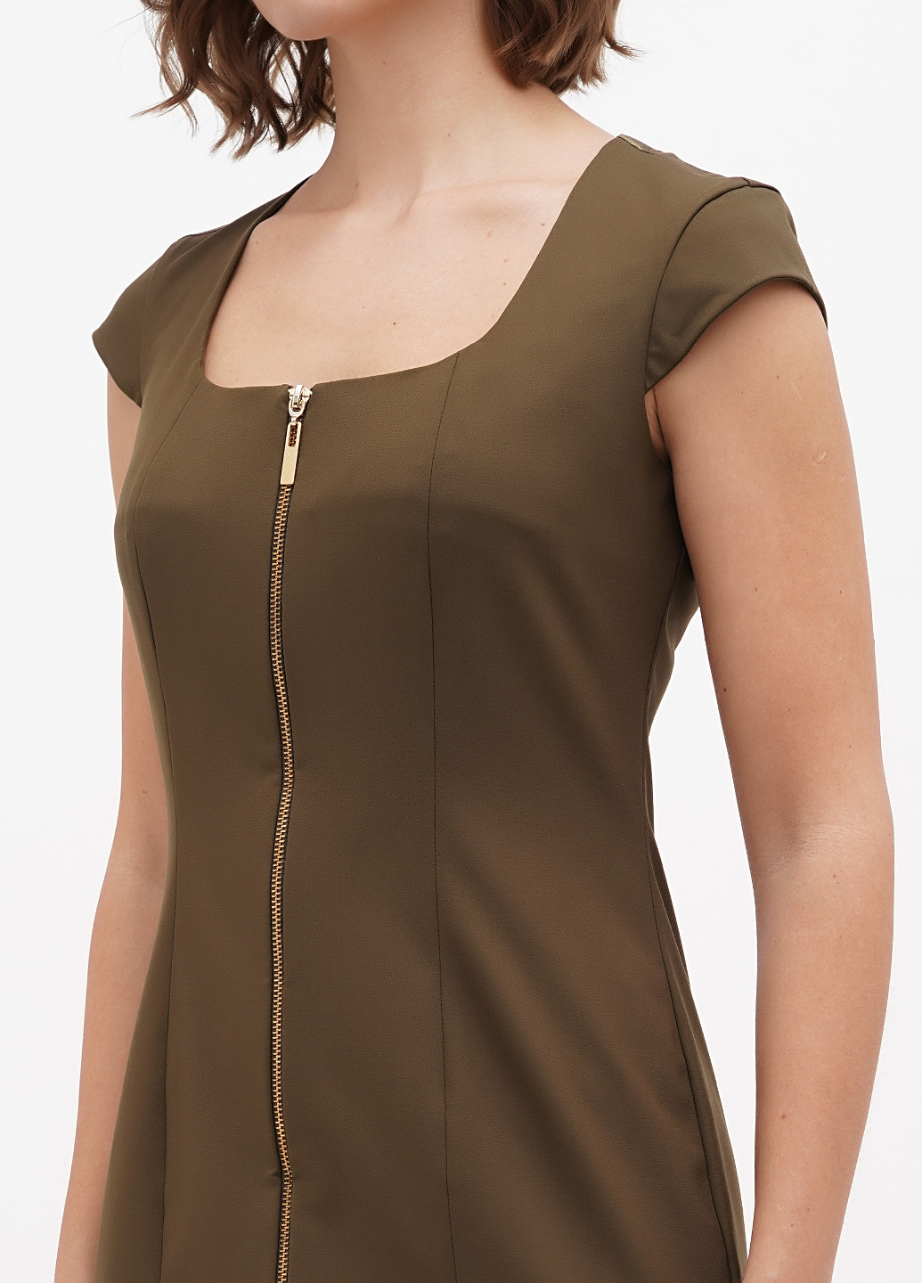 Оливкова (хакі) кежуал сукня футляр Sassofono однотонна
