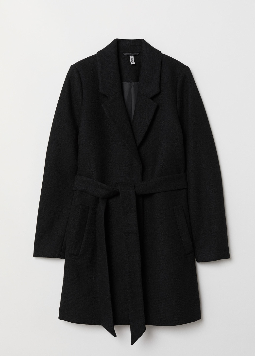 Черное демисезонное Пальто шерстяное H&M