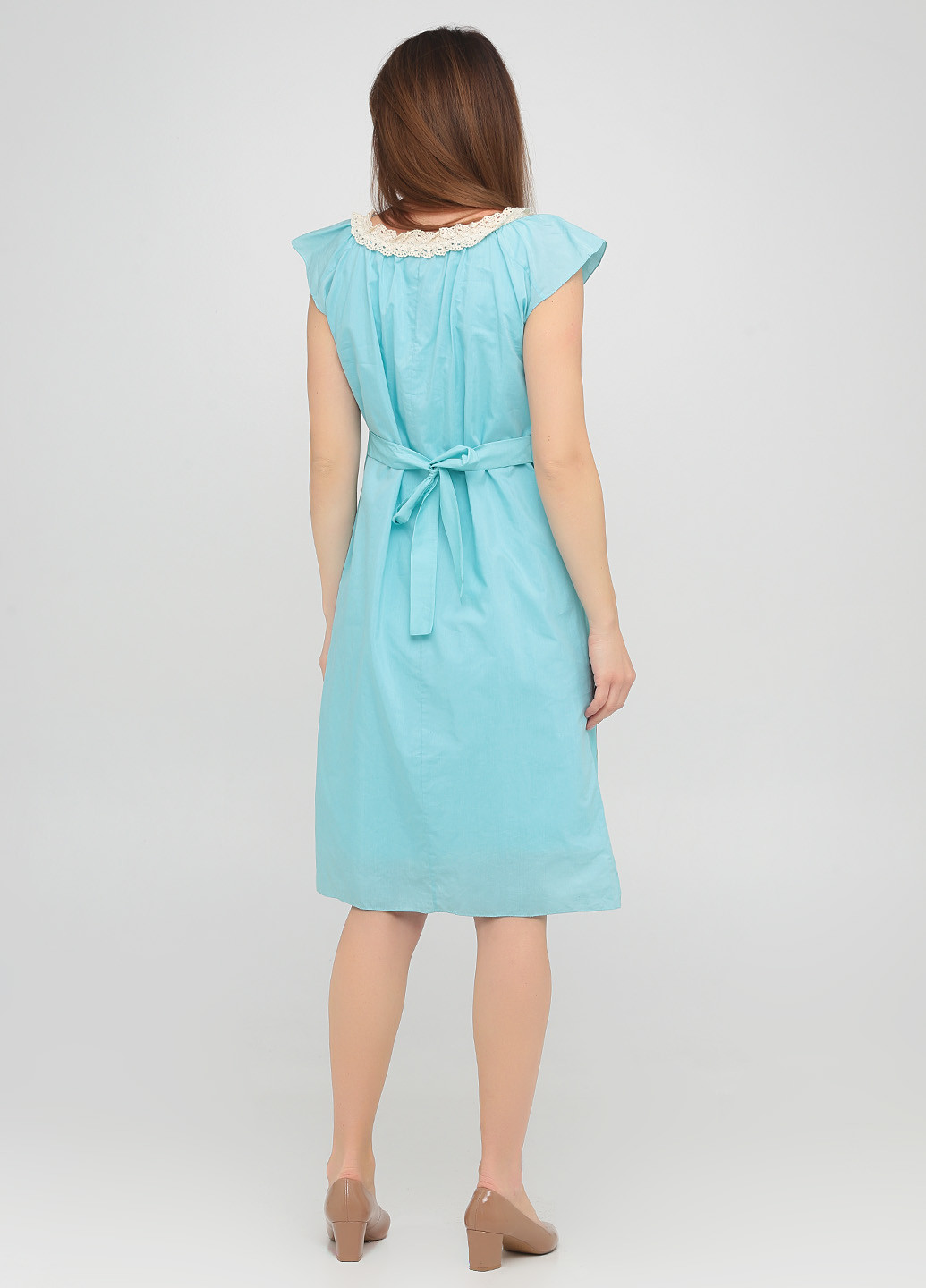 Голубое кэжуал платье футляр The J. Peterman Company с цветочным принтом