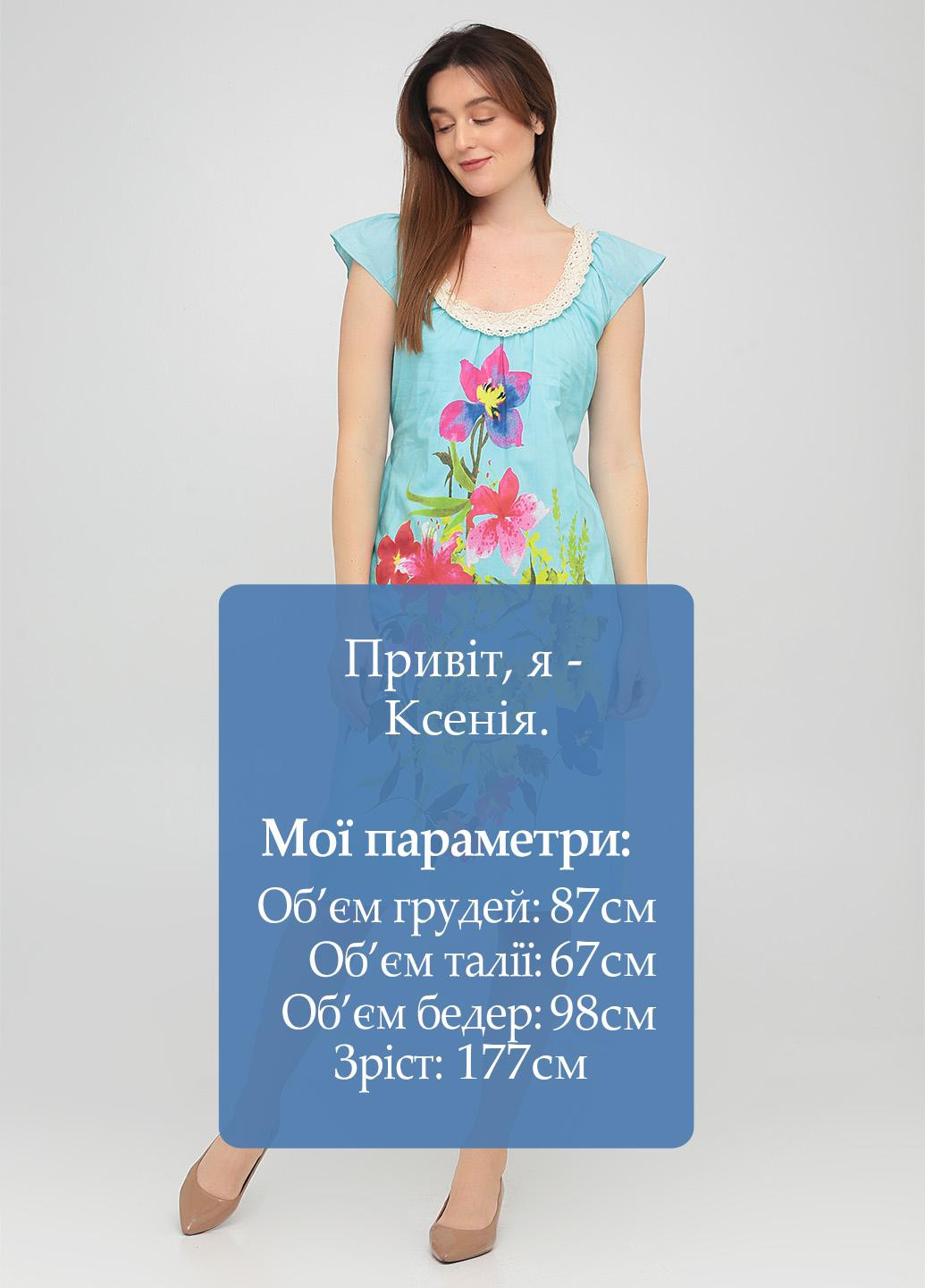 Блакитна кежуал сукня футляр The J. Peterman Company з квітковим принтом