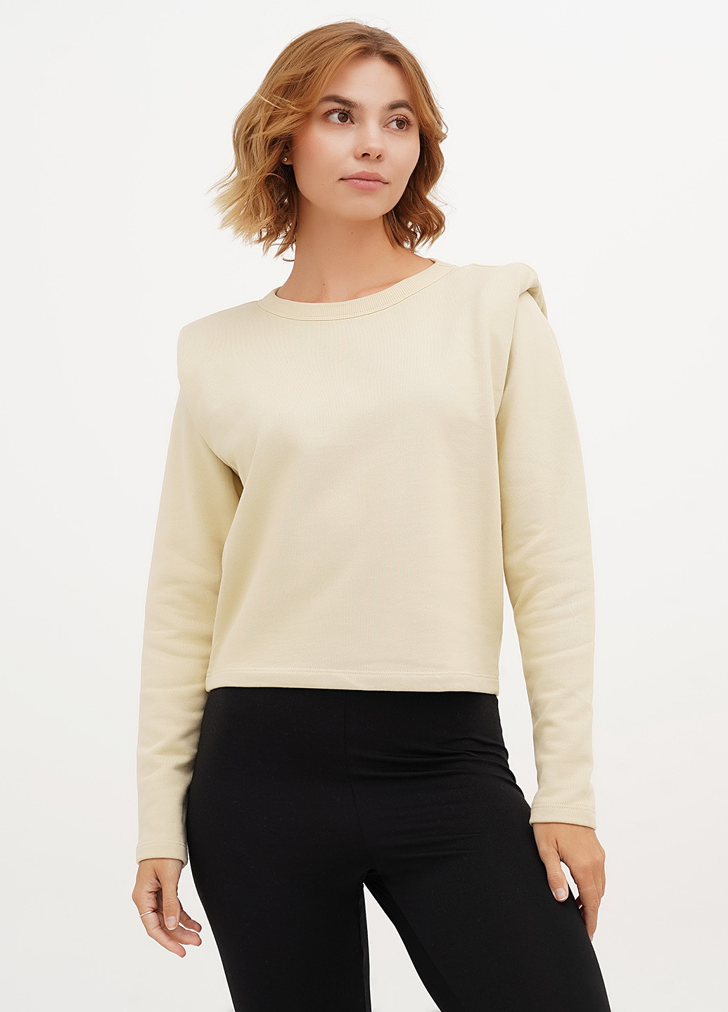 Светло-бежевый свитшот H&M однотонный без декора (366276418)