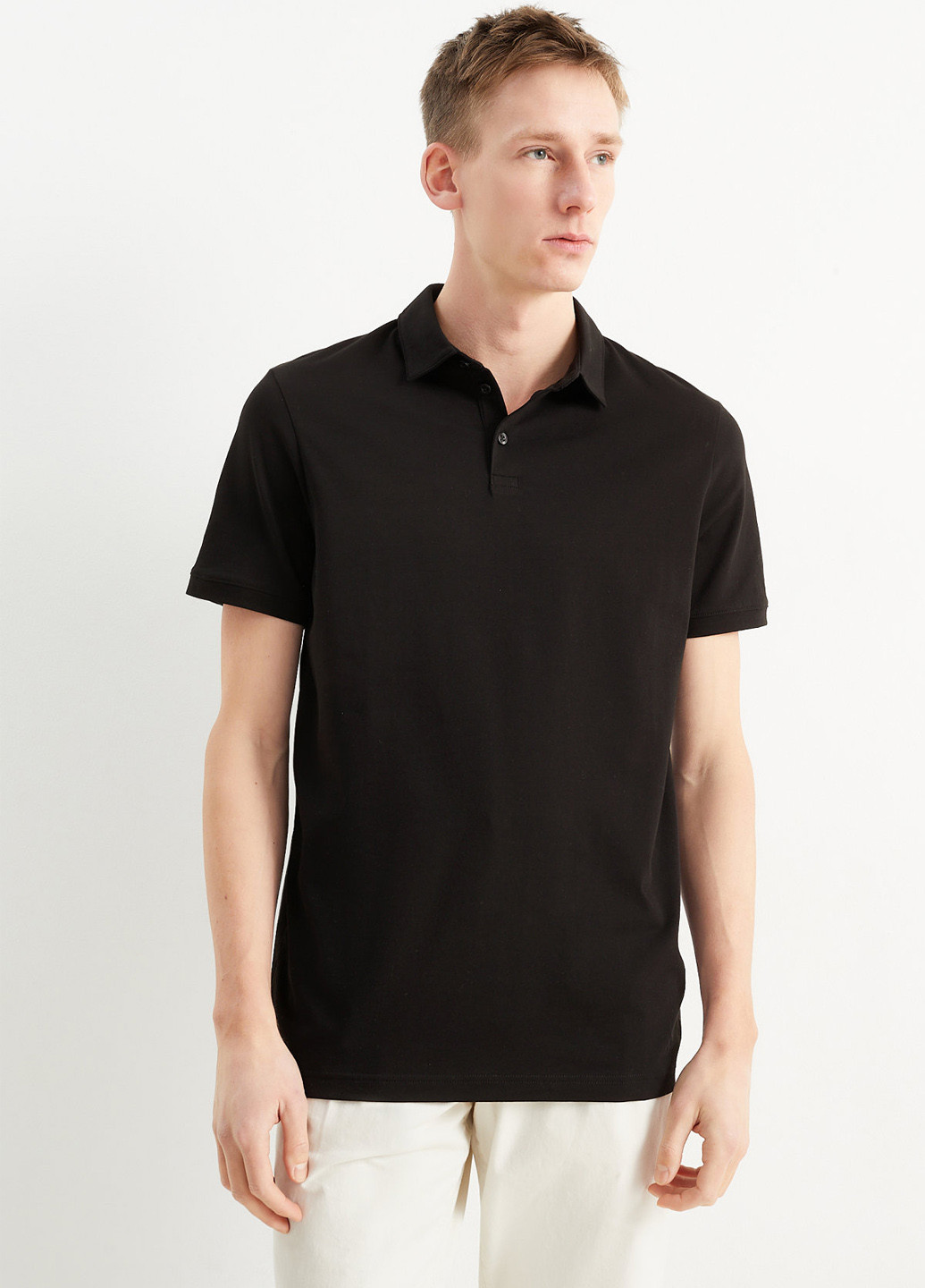 Черная футболка-поло для мужчин C&A однотонная
