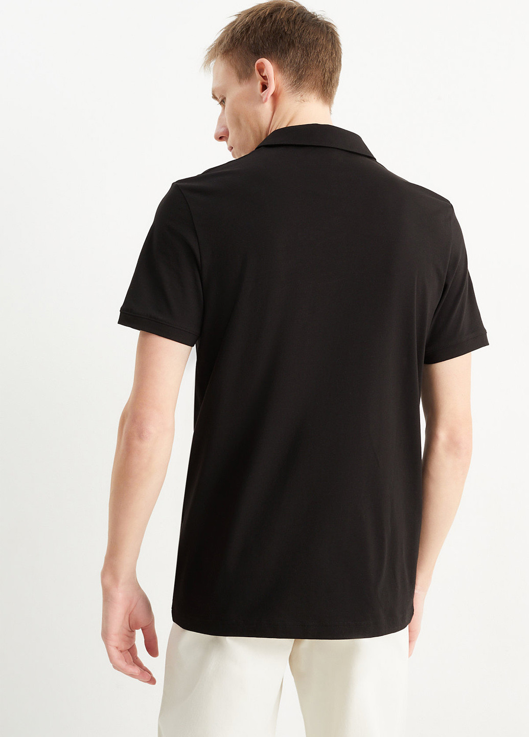 Черная футболка-поло для мужчин C&A однотонная