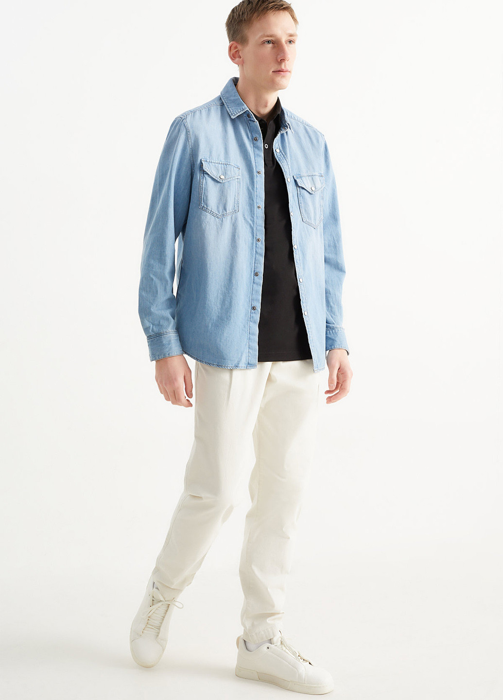 Черная футболка-поло для мужчин C&A однотонная