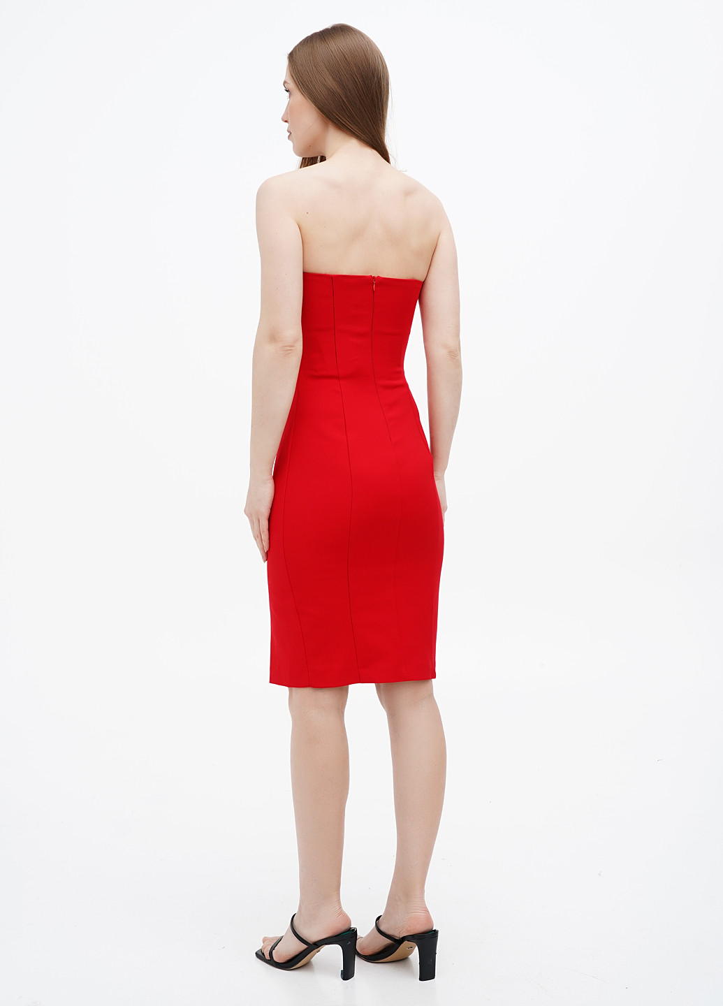 Червона коктейльна сукня з відкритими плечима, футляр Mohito однотонна