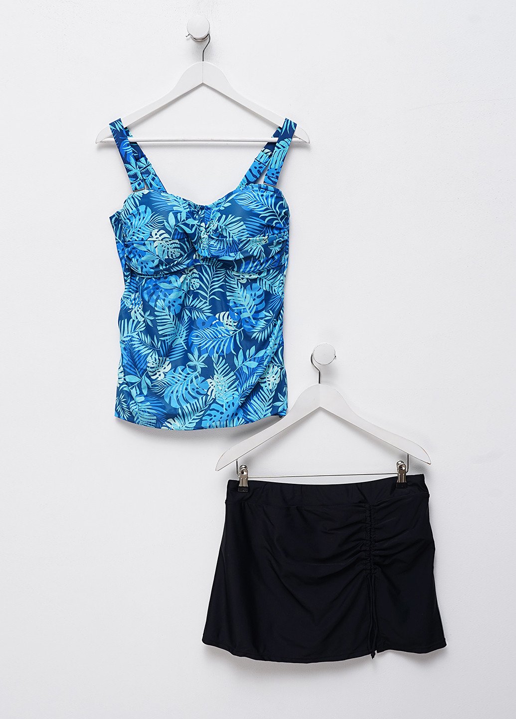 Синий летний купальник (майка, юбка-трусики) раздельный No Brand