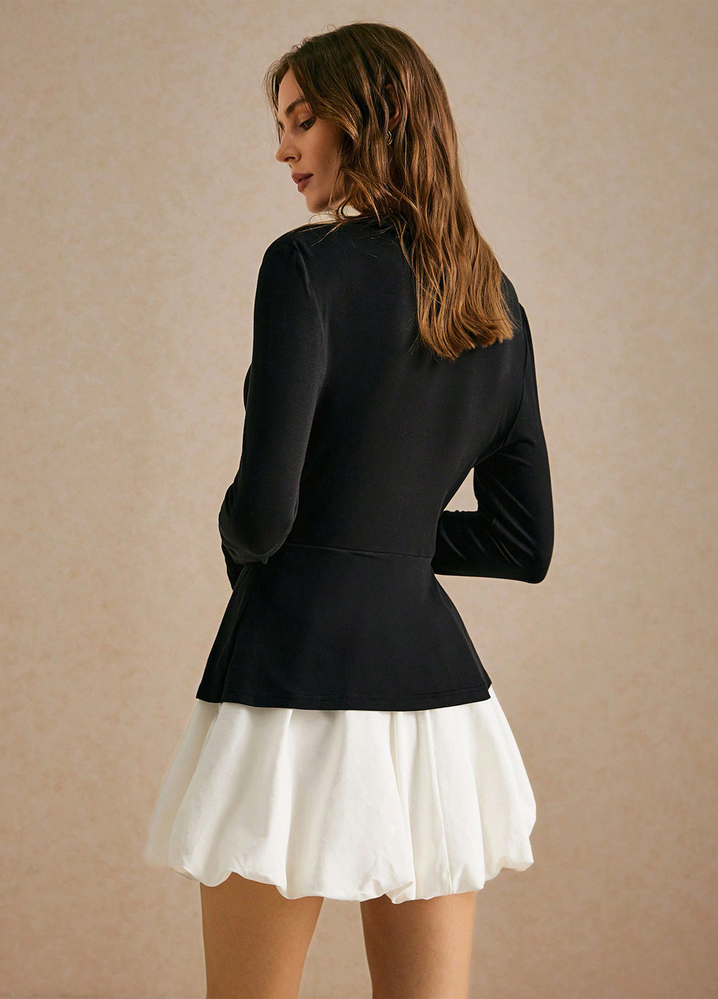 Чорно-білий кежуал сукня сукня-жакет, кльош SHEIN колор блок