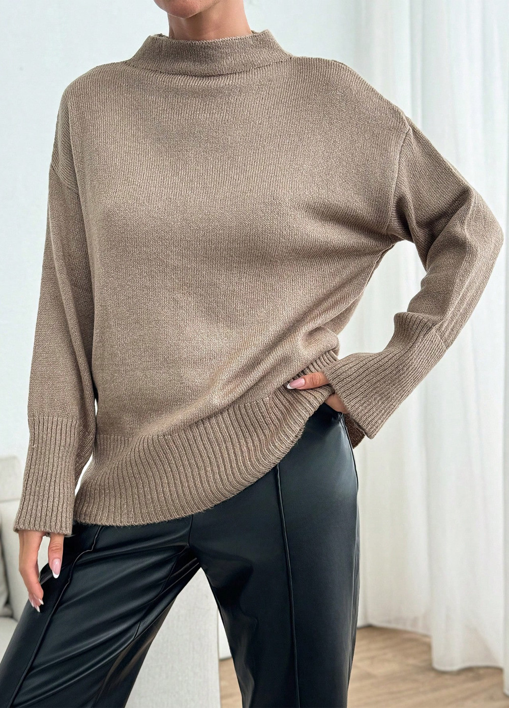 Темно-бежевый демисезонный свитер SHEIN