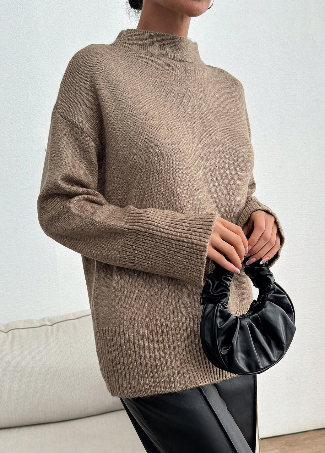 Темно-бежевый демисезонный свитер SHEIN