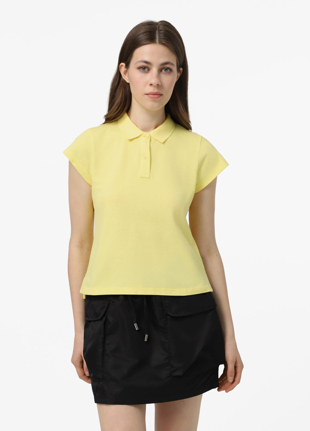 Желтая женская футболка-поло Promin однотонная