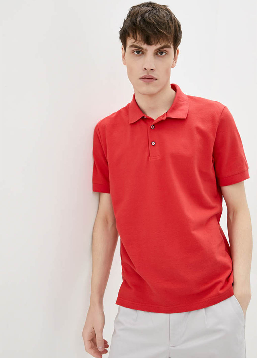 Красная футболка-поло для мужчин Promin однотонная
