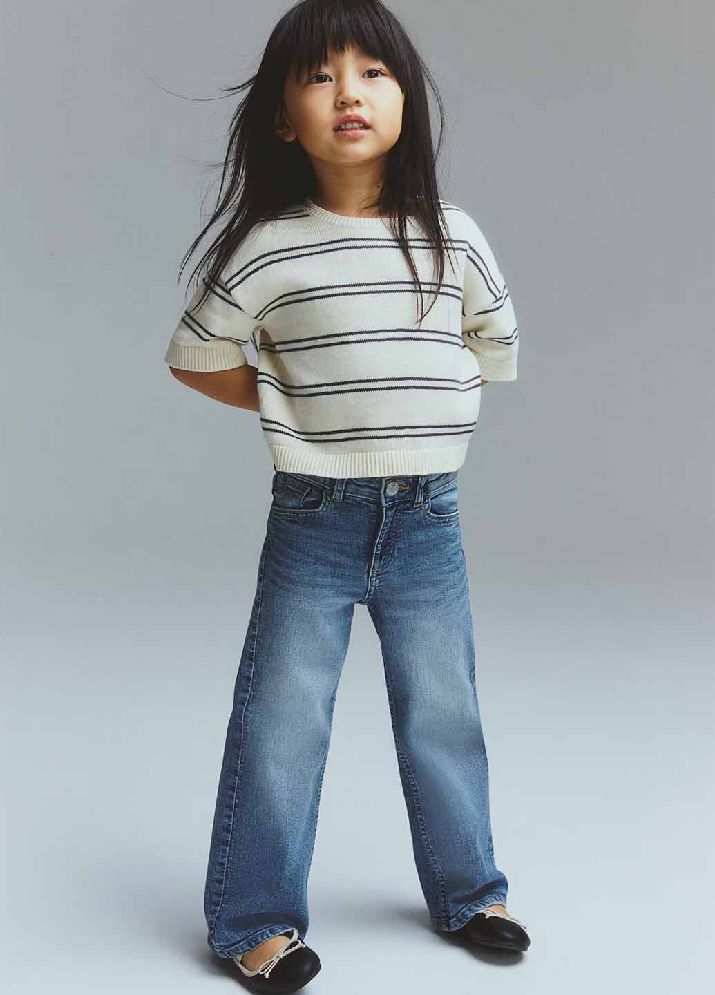 Темно-голубые демисезонные прямые джинсы H&M