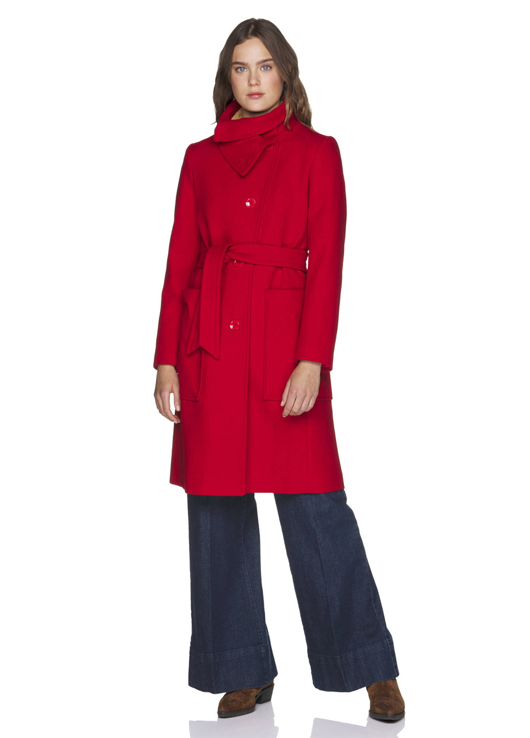Красное демисезонное Пальто однобортное United Colors of Benetton