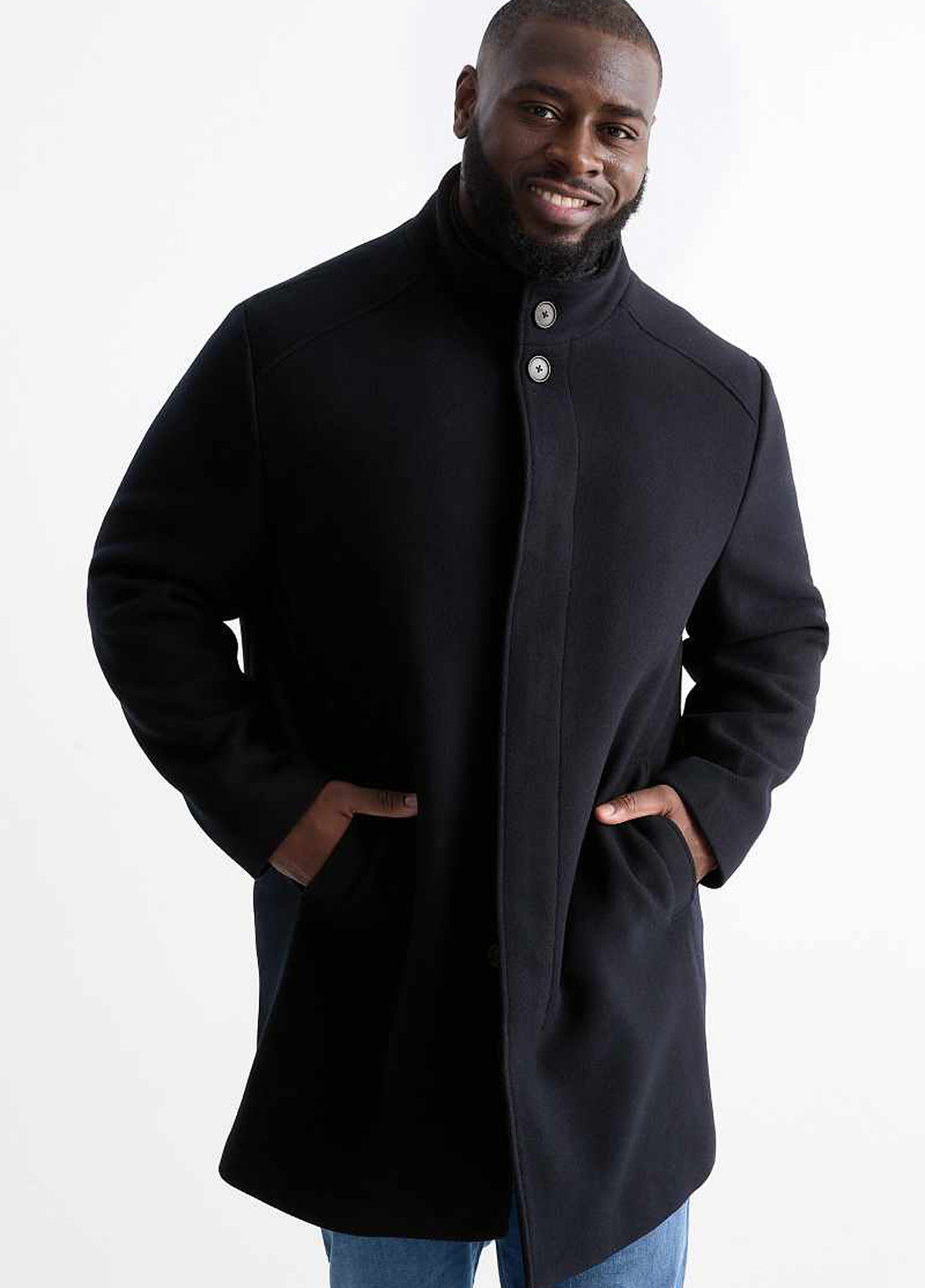 Черное демисезонное Пальто однобортное C&A