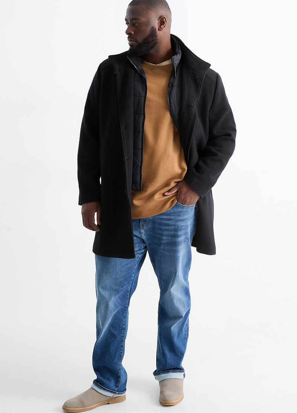 Черное демисезонное Пальто однобортное C&A