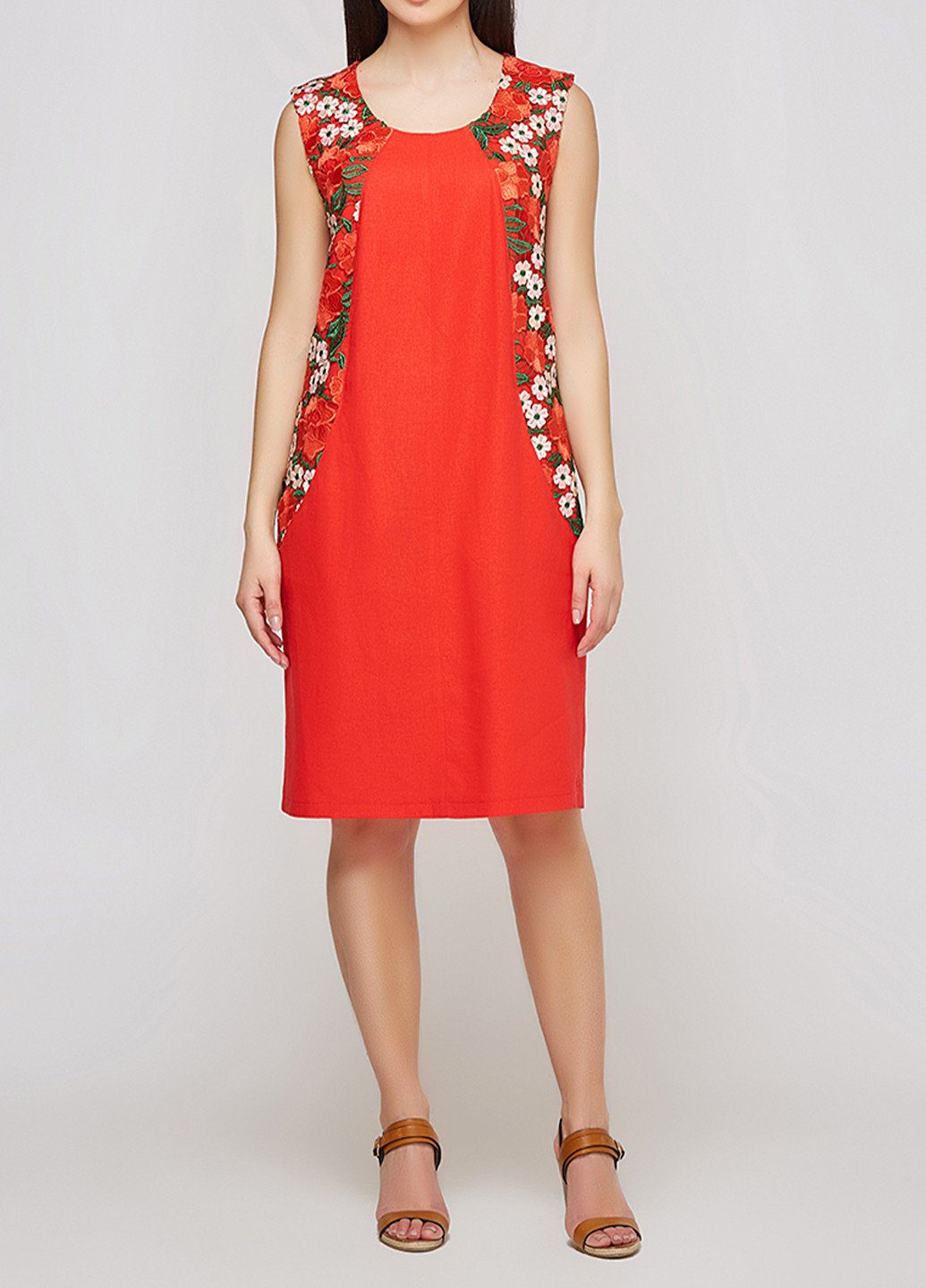 Красное кэжуал платье DANNA с цветочным принтом