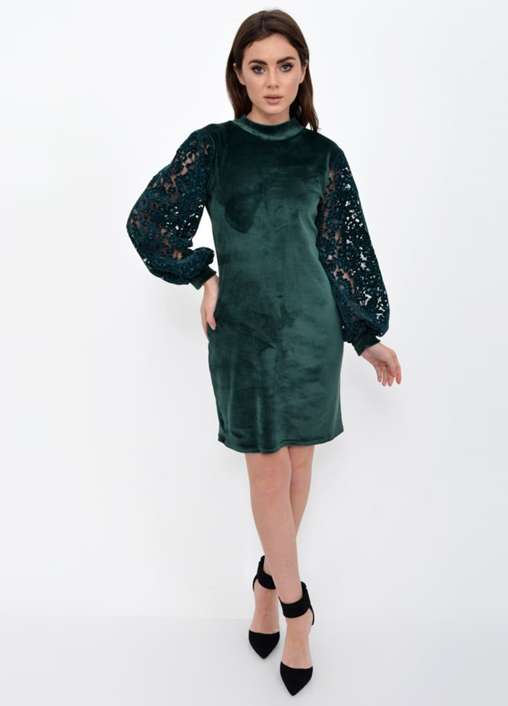 Зеленое коктейльное платье футляр Ager однотонное