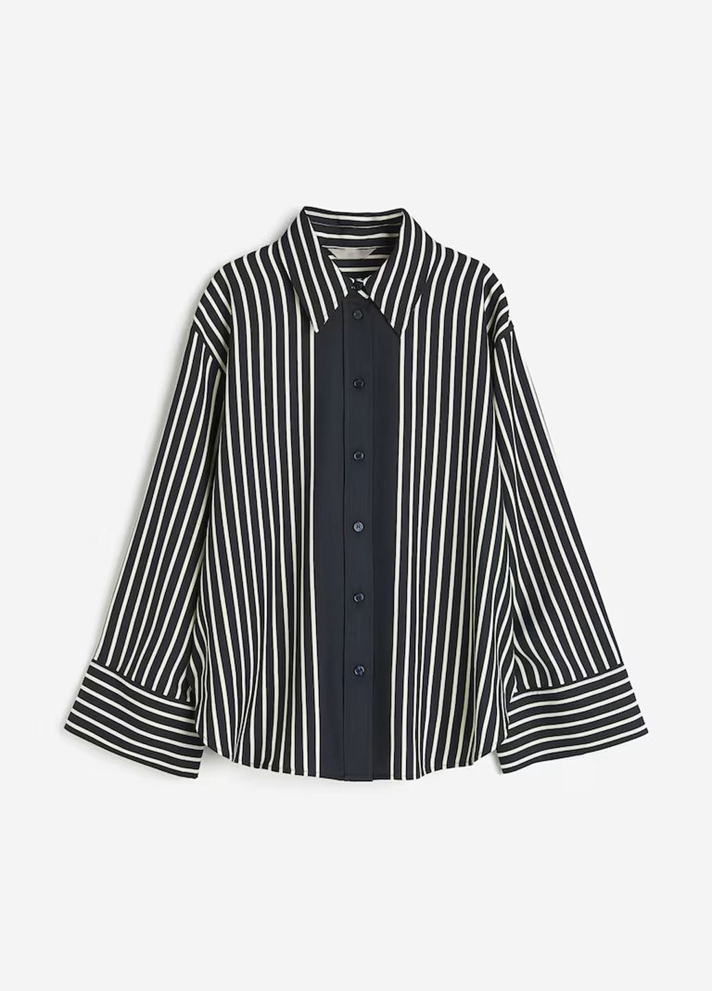 Черно-белая кэжуал рубашка в полоску H&M