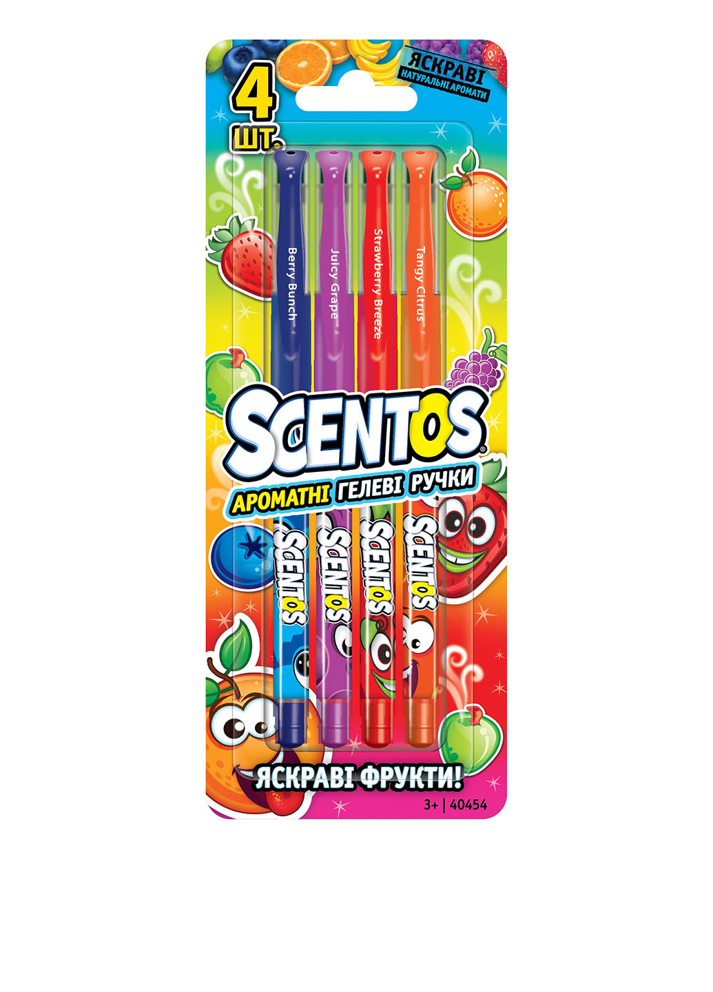 Набір ароматних гелевих ручок - ЯРКІ ФРУКТИ (4 кольори) Scentos (65430963)