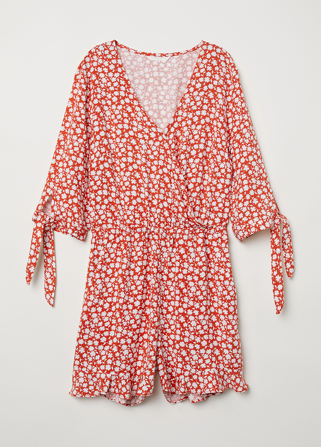 Комбинезон H&M комбинезон-шорты цветочный красный кэжуал вискоза