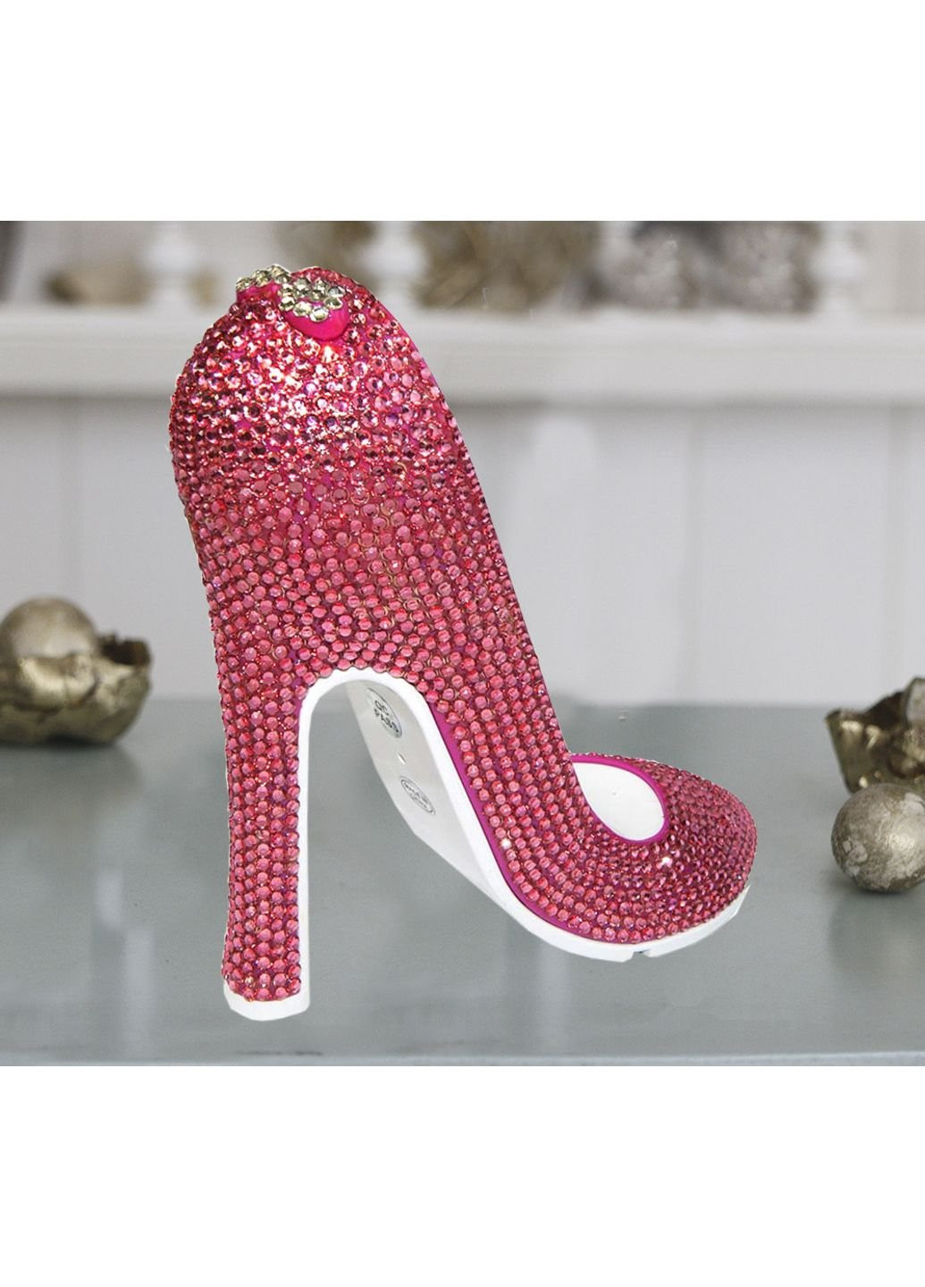 Декор для інтер'єру Туфелька зі стразами рожевий 1430619436 No Brand (253631508)