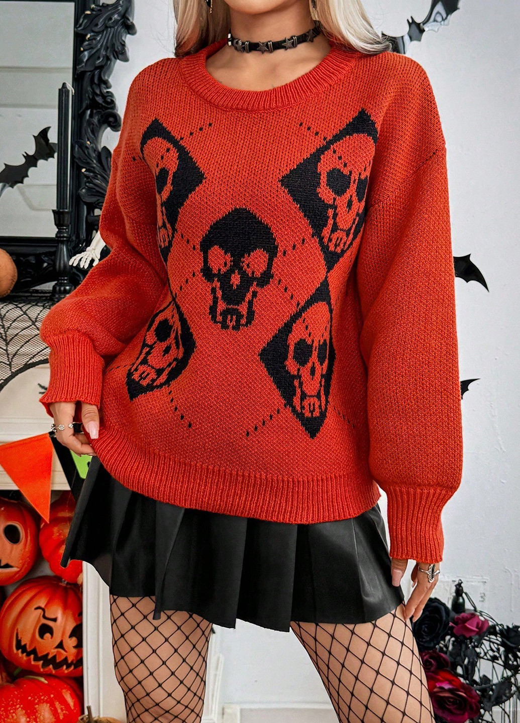 Помаранчево-червоний демісезонний светр джемпер SHEIN