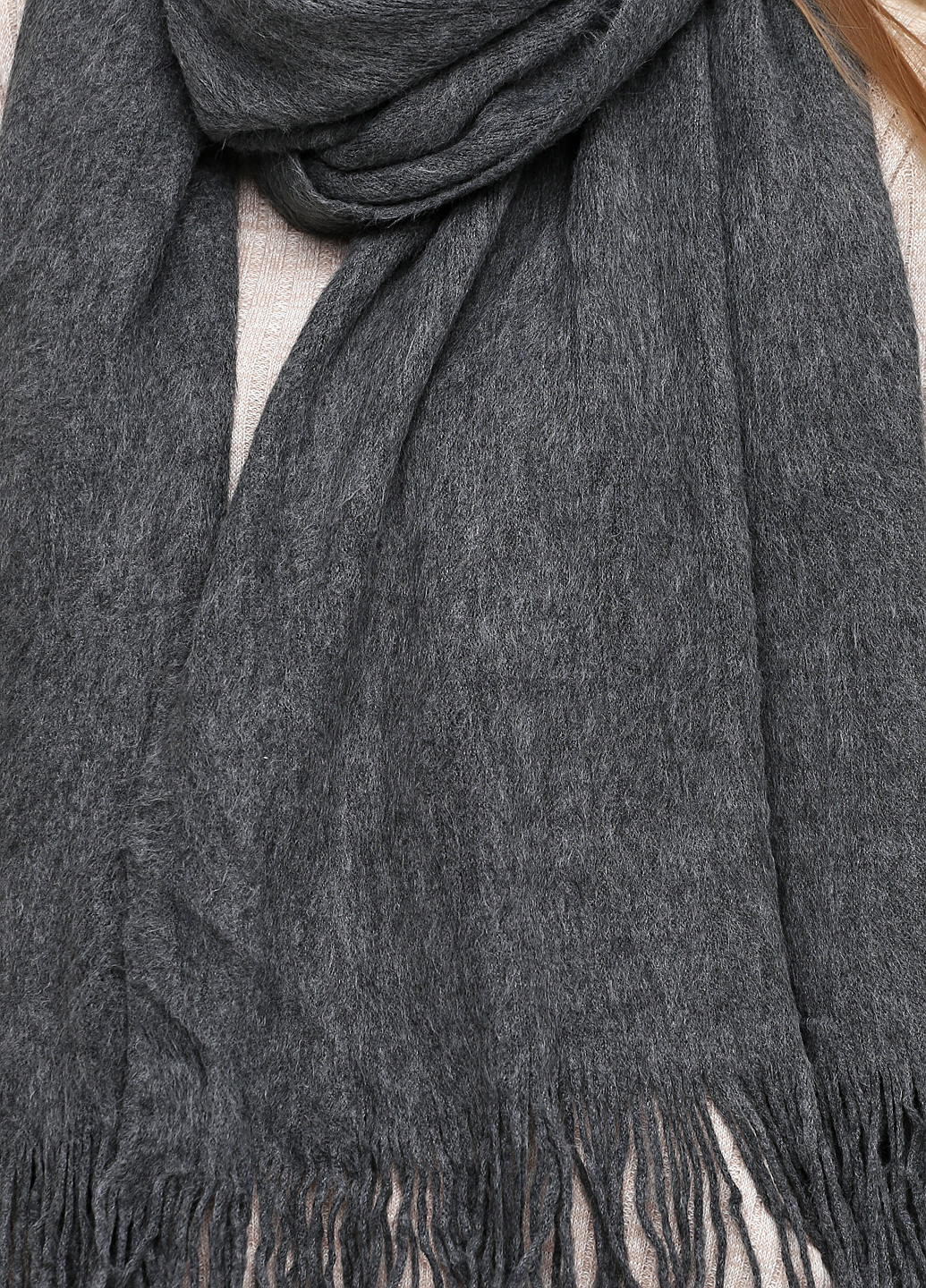 Шарф H&M однотонный тёмно-серый кэжуал акрил