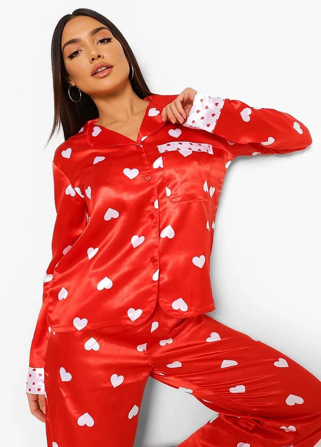 Красная всесезон пижама Boohoo