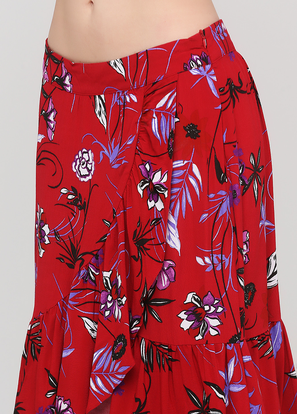 Красная кэжуал цветочной расцветки юбка Mango клешированная