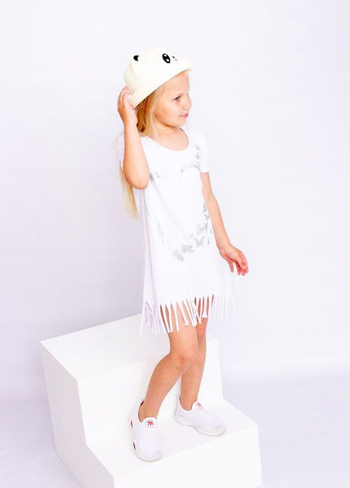 Білий повсякденний сукня для дівчинки Носи своє однотонна