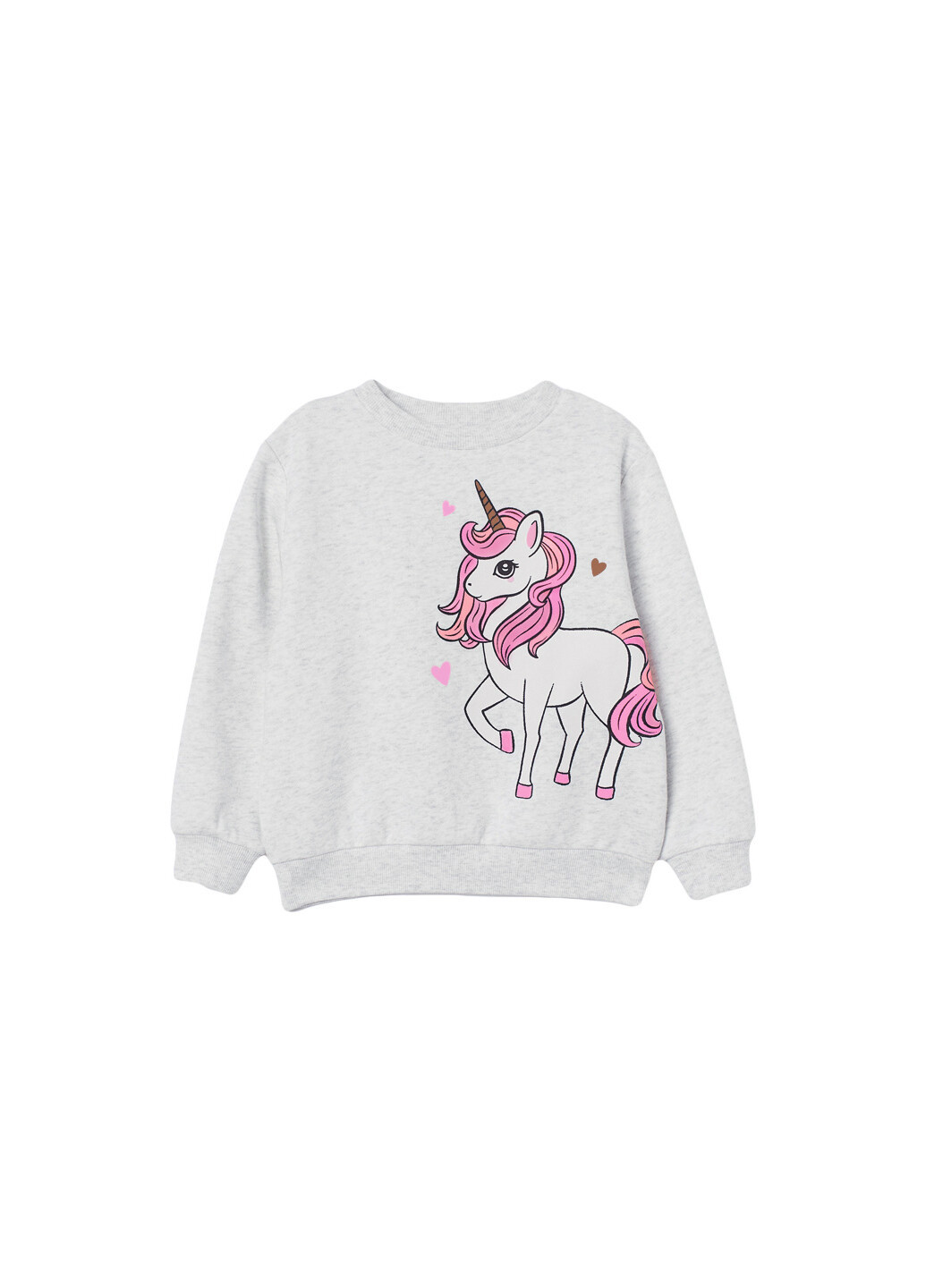 Berni kids свитшот для девочки утепленный серый cute unicorn анималистичный серый кэжуал хлопок