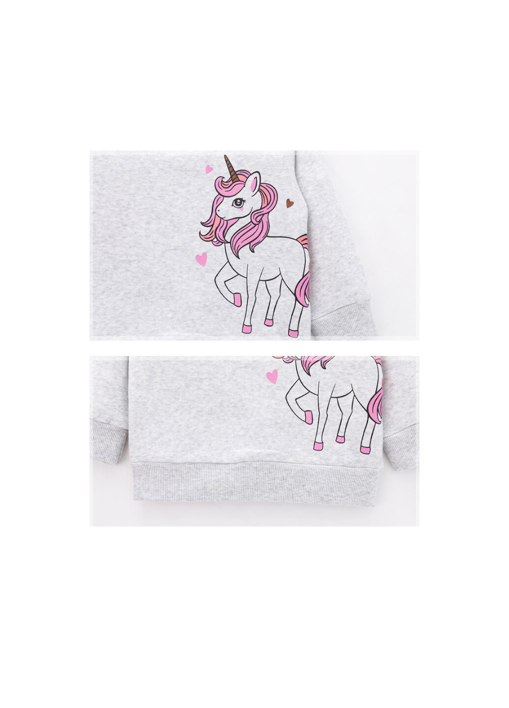 Berni kids свитшот для девочки утепленный серый cute unicorn анималистичный серый кэжуал хлопок