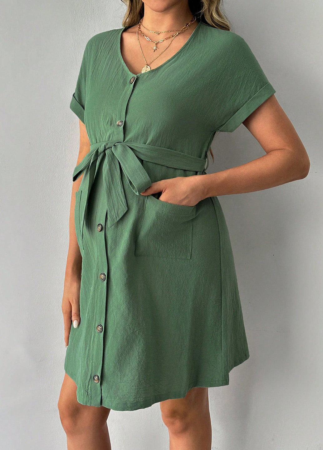 Зелена кежуал сукня а-силует SHEIN однотонна