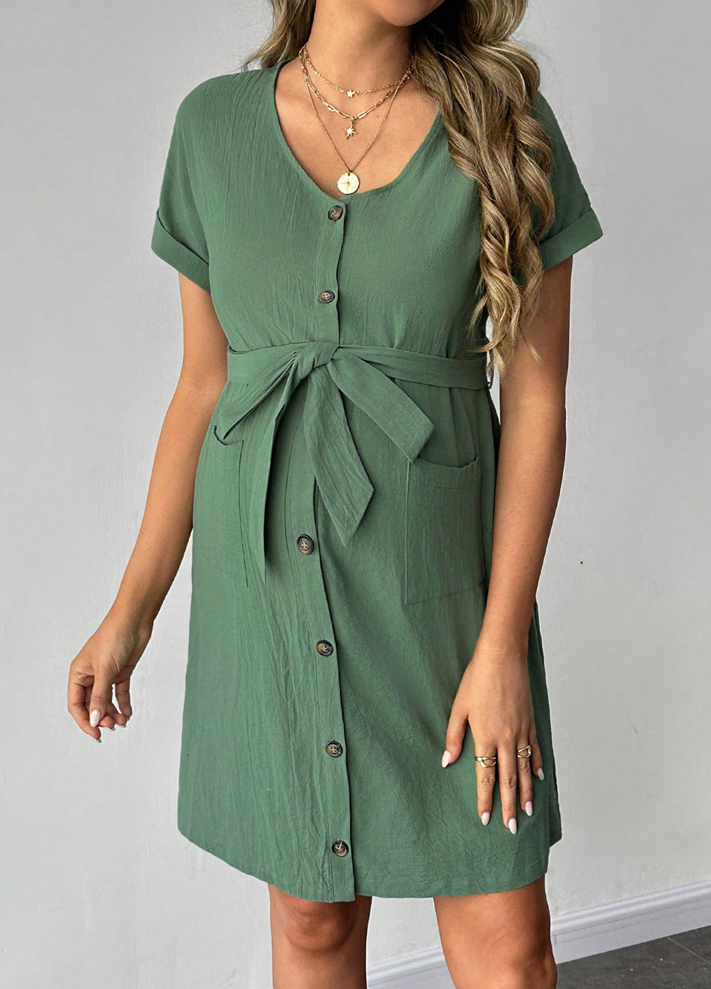 Зелена кежуал сукня а-силует SHEIN однотонна