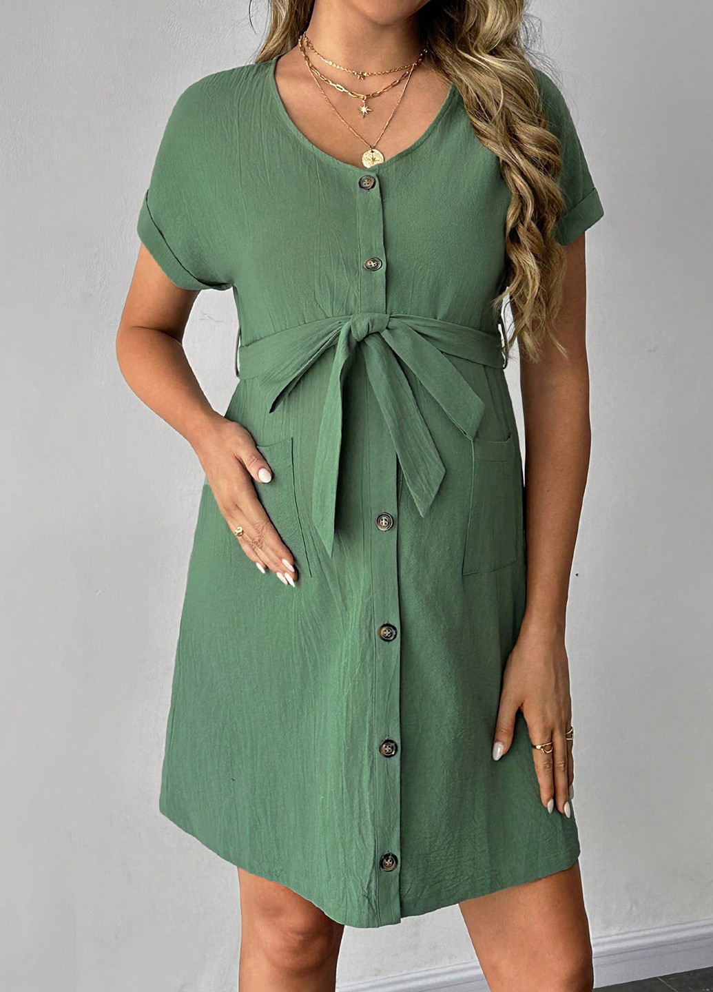 Зелена кежуал сукня а-силует SHEIN однотонна