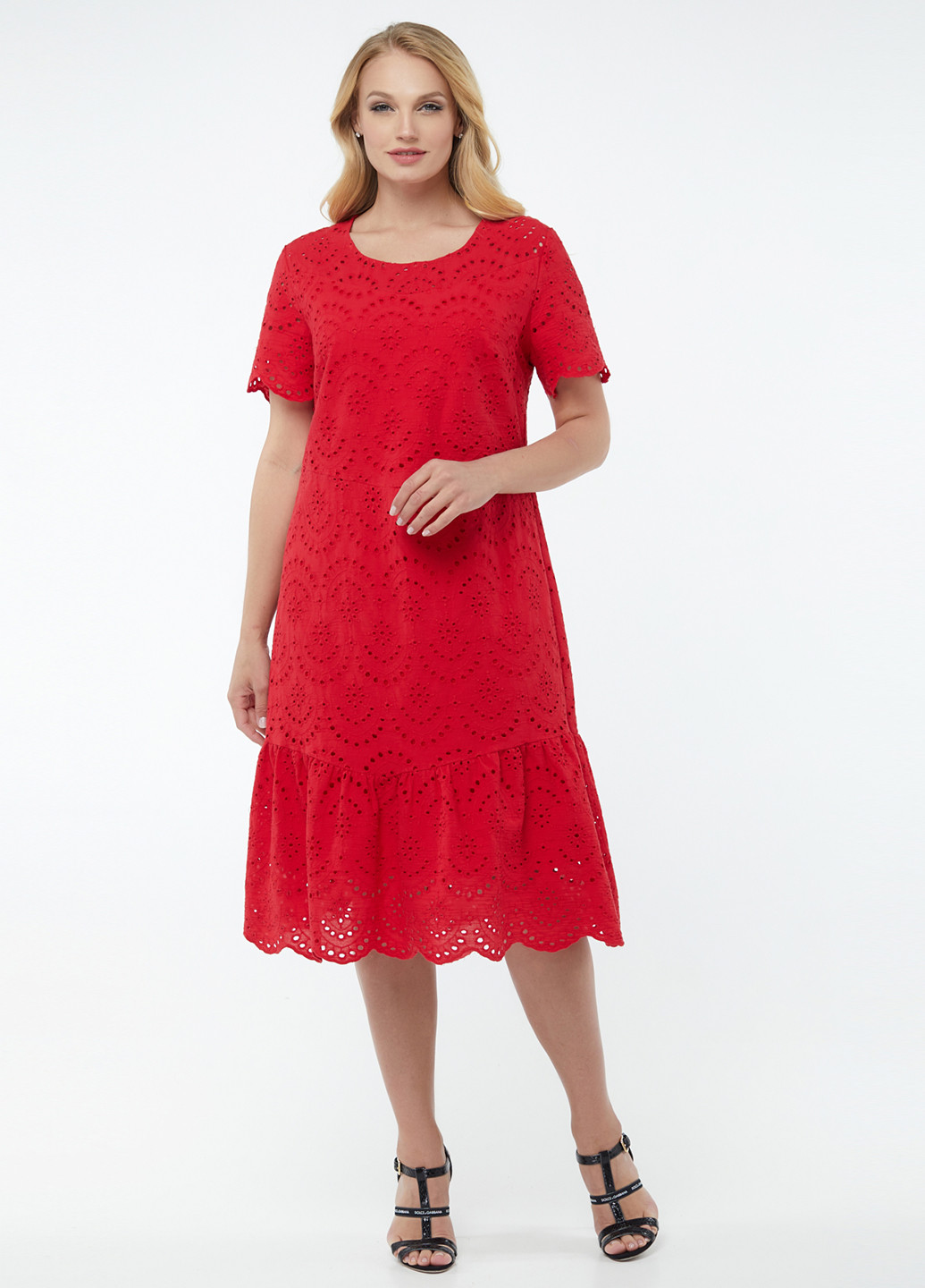 Красное кэжуал платье а-силуэт A'll Posa однотонное
