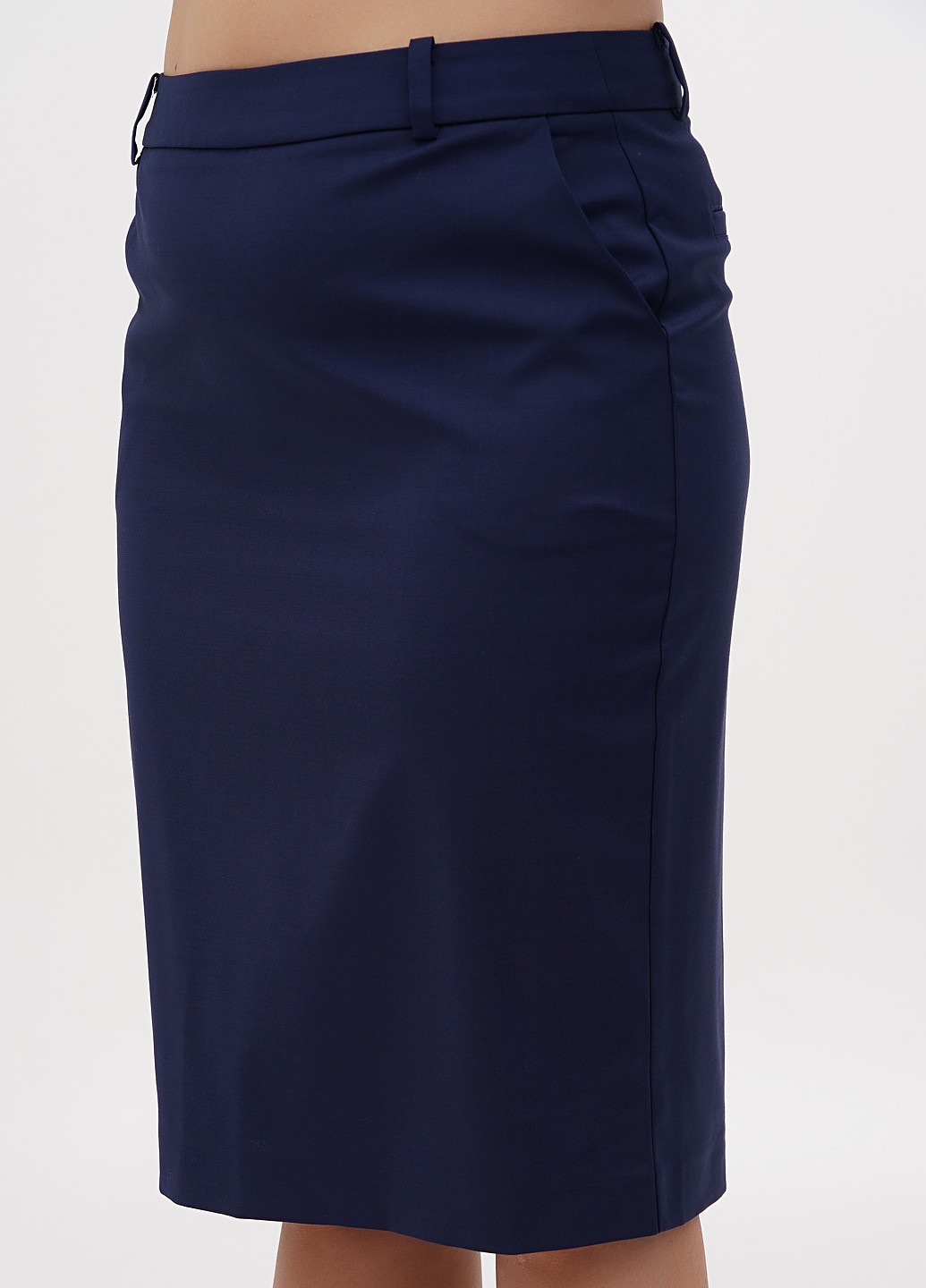 Темно-синяя кэжуал однотонная юбка Sassofono карандаш