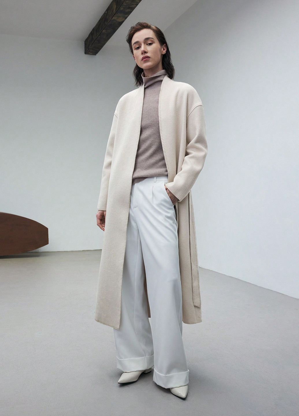 Айворі демісезонне Пальто SHEIN