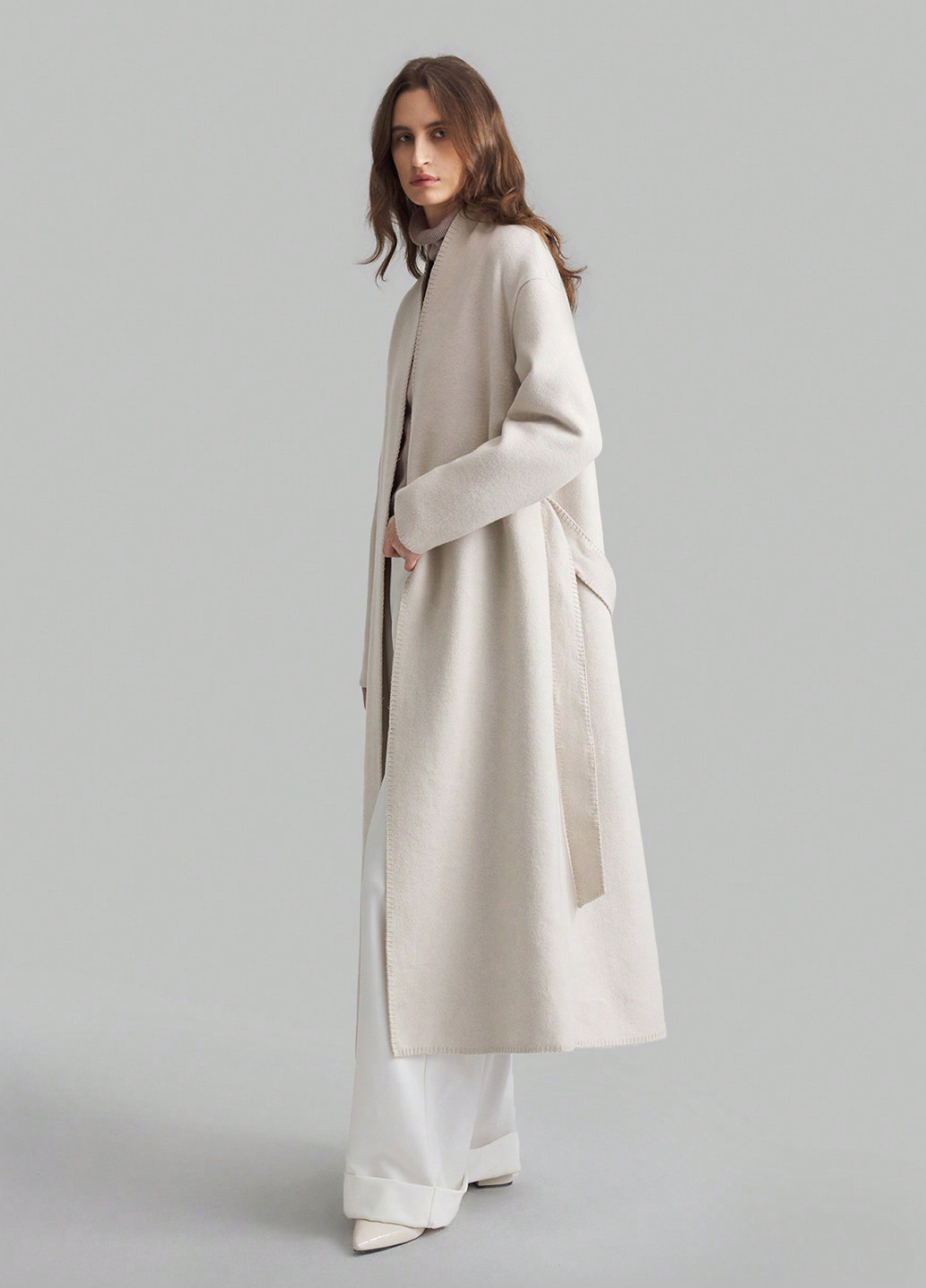 Айворі демісезонне Пальто SHEIN
