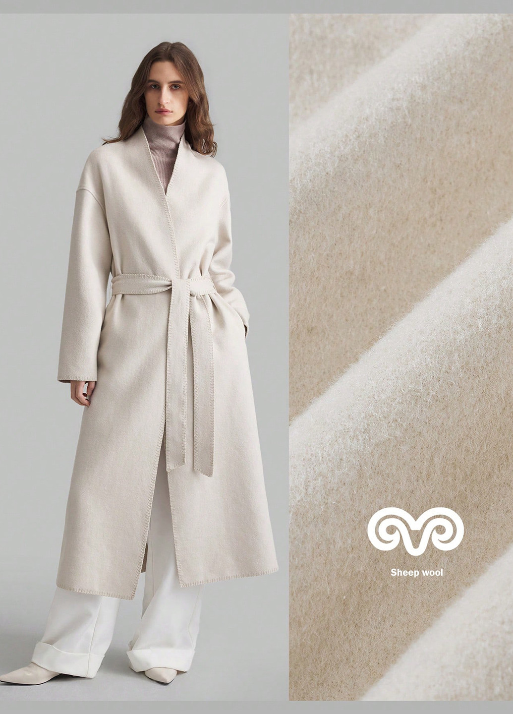 Айворі демісезонне Пальто SHEIN