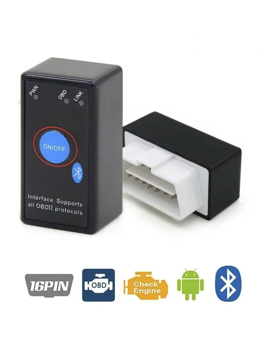 Автосканер ELM327 v1.5 c кнопкой вкл/выкл Bluetooth OBDI сканер автомобильный Good Idea (252604522)