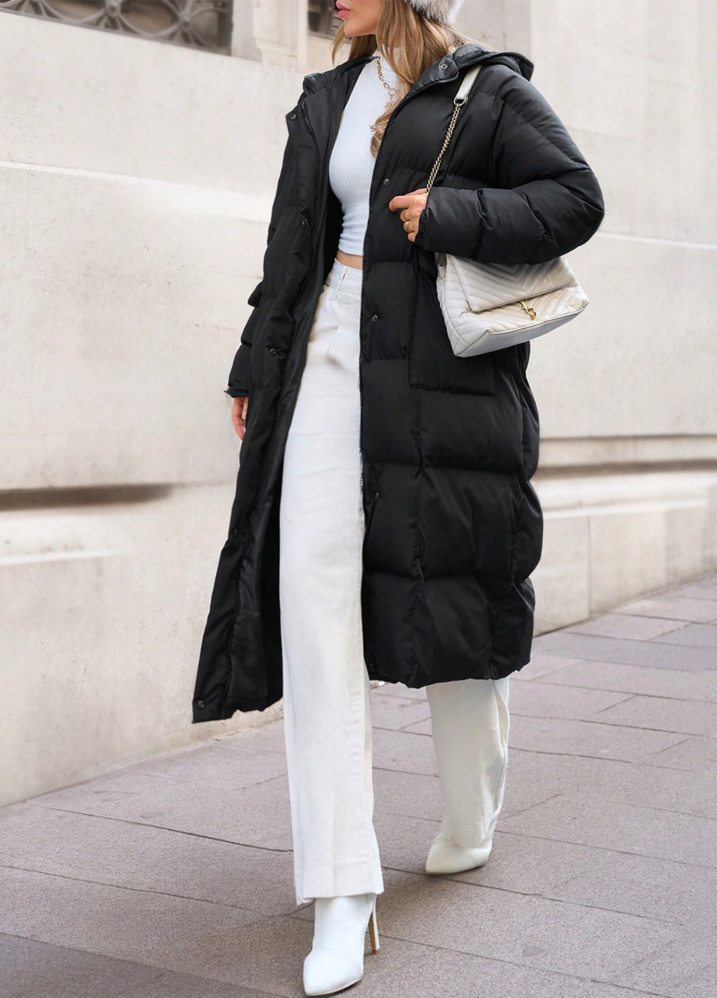 Черное зимнее Пальто оверсайз SHEIN