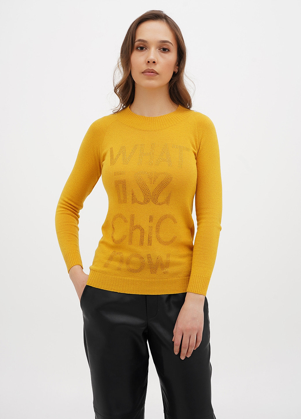 Гірчичний демісезонний светр Sassofono