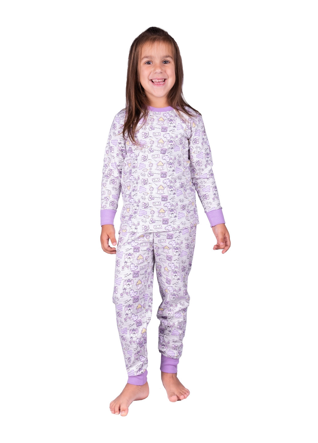 Сиреневая всесезон пижама детская Наталюкс 95-4604