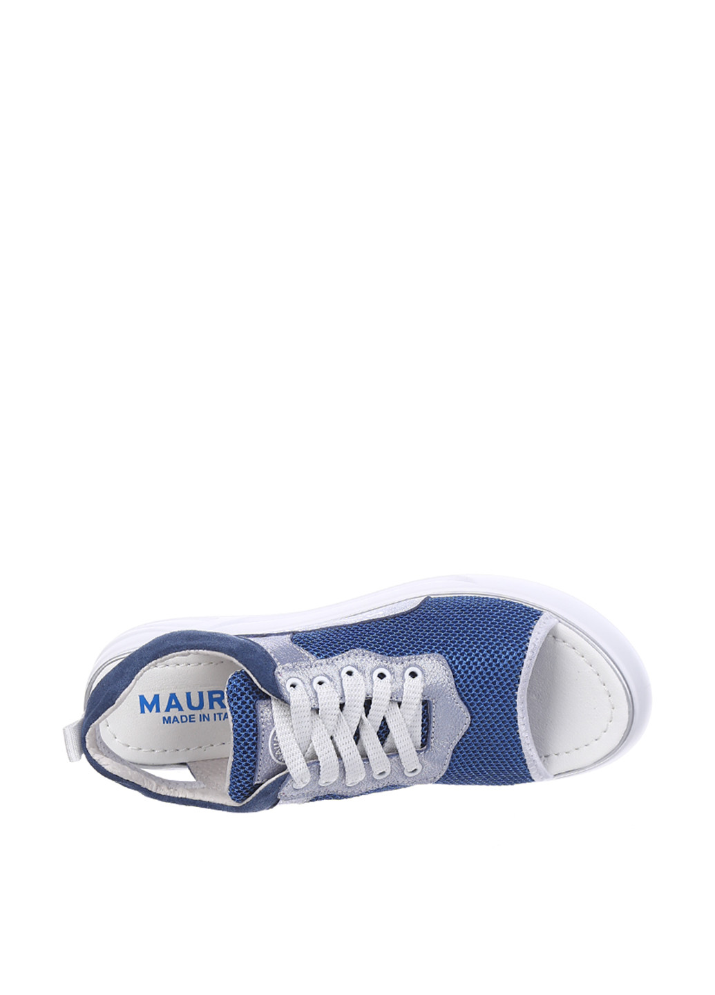 Синие босоножки Roberto Maurizi на шнурках с белой подошвой