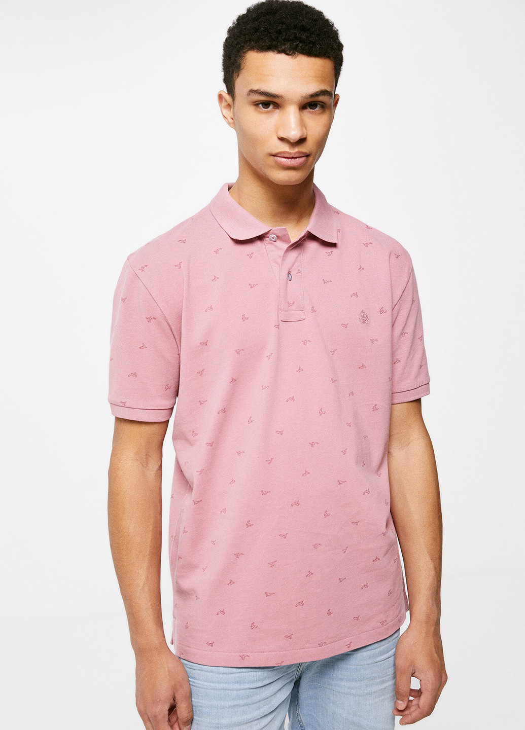 Розовая футболка-поло для мужчин Springfield с рисунком