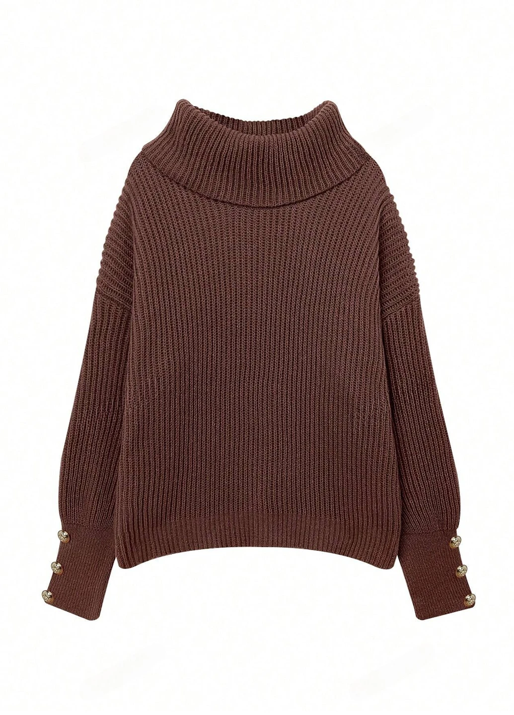 Кофейный зимний свитер SHEIN