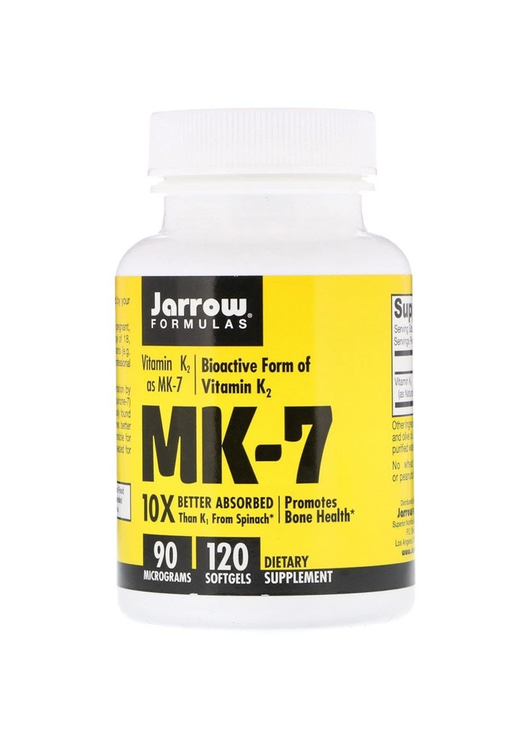Витамин K2 в форме MK-7, 90 мкг, MK-7, Vitamin K2 as MK-7,, 120 гелевых капсул Jarrow Formulas (255409504)
